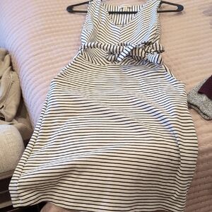Monteau Black and White Striped Tank Top